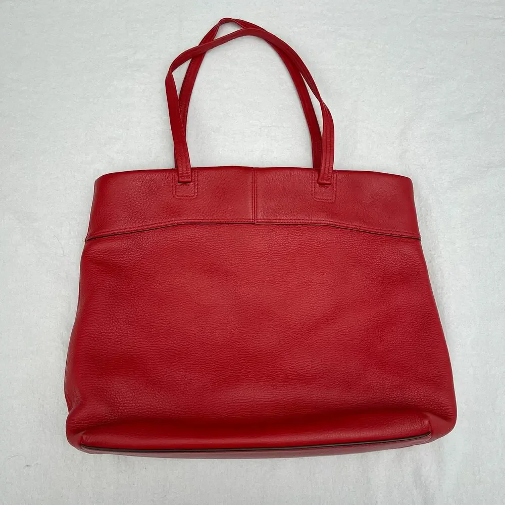 Coach Tote Purse Julia Op Art Perry Red Leather Handbag Large Logo READ Flaw